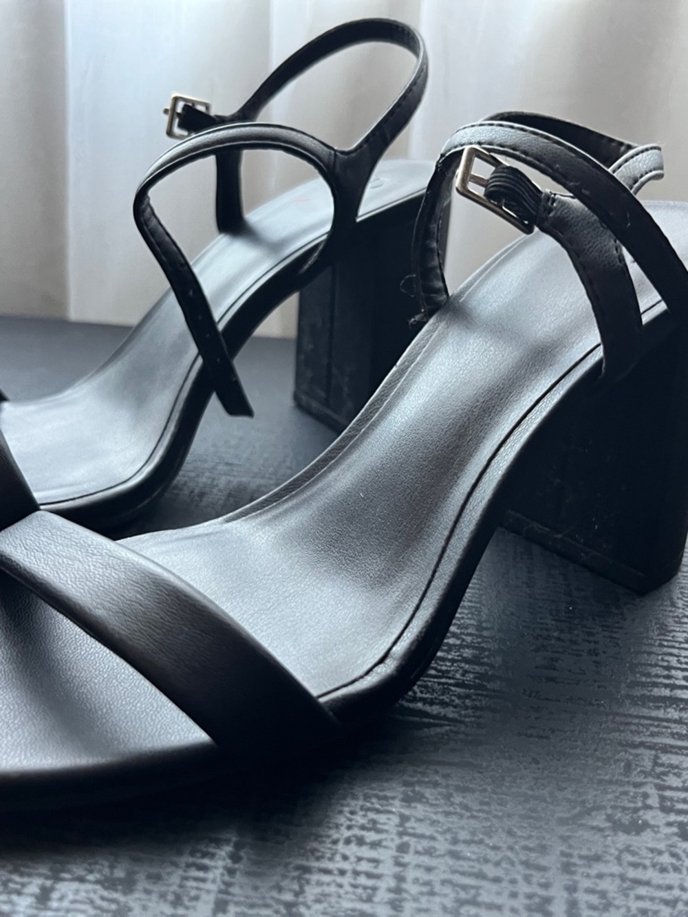 bp Black Minimalist Block Heel Sandals